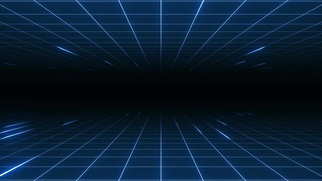 Retro-futuristic 80's synthwave grid background. Perfectly looped opener animation.