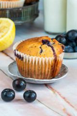 Homemade blueberry and lemon muffins
