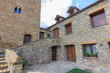 Houses of high mountain villages in the pyrenees of huesca, spain