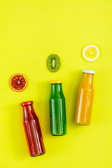 Beautiful food art background with juice and fruits