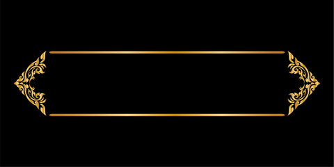 Decorative frame and border, Sign letter, Thai style with copy space for add text message, Golden on black background, Vector illustration