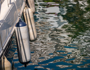 buoy hanging outside the hull of the boat, boat equipment