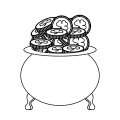 pot of gold with coins over white background, vector illustration