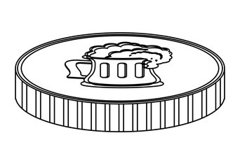 coin with beer mug icon over white background, vector illustration