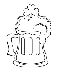 irish beer mug with a clover over white background, vector illustration