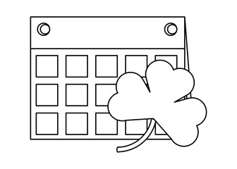 calendar with clover icon over white background, vector illustration