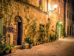 Naklejka premium Pienza by night, Tuscany
