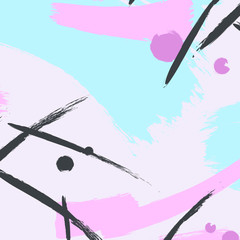 Vector commercial paint. Freehand acrylic grunge strokes in violet pink blue colors. Creative shapes. Ink splashes