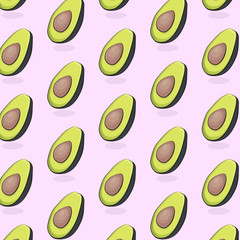 Vector avocado vegetable pattern. Tasty vitamin summer decoration. Organic vector natural exotic print. 2018 tropical background