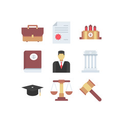 Law and justice flat design icons