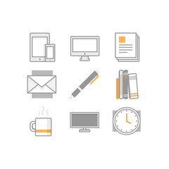 Office and work flat design icons