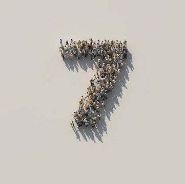 crowd as number 7, seven