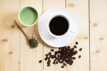 Coffee and green tea drinks