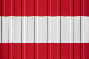 National flag of Austria on fence. Symbolizes entry ban or prohibition for crossing border of country