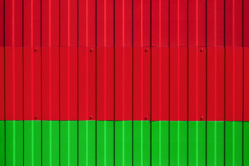 National flag of Belarus on fence. Symbolizes entry ban or prohibition for crossing border of country