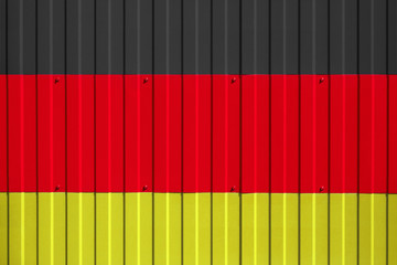 National flag of Germany on fence. Symbolizes entry ban or prohibition for crossing border of country