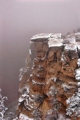 Sleet and snow on a cold dawn at the Grand Canyon.