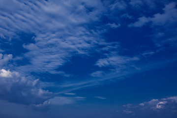 Beautiful clouds with blue sky background. Nature weather, cloud blue sky and sun