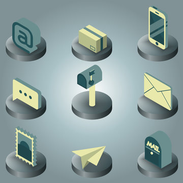 Mail color isometric icons