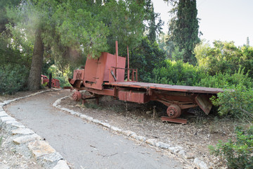 The remains  of the defeated fighting vehicles of the Hagana - the IDF - ambushed during the War of...