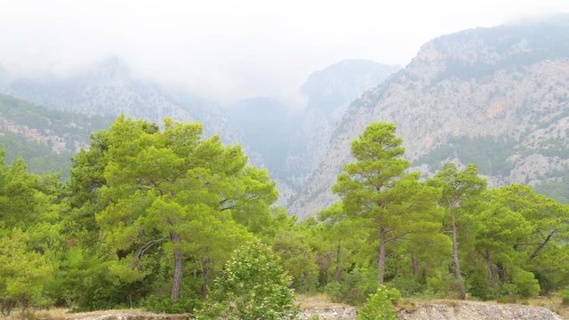 Beautiful cloudy scenic landscape. Taurus mountains in Turkey, Beldibi town area situated between Kemer and Antalya turkish cities.