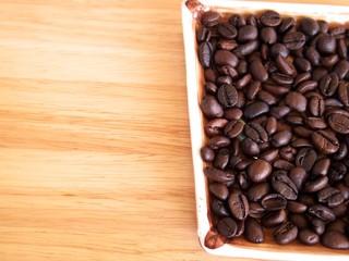 Cooffee seed and cup in coffee shop