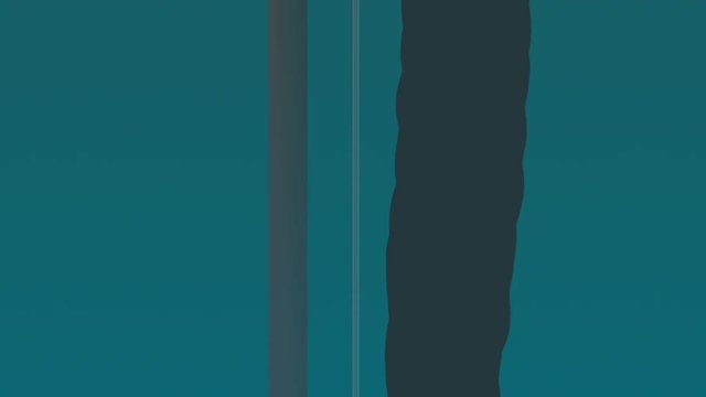 Cartoon view of an oil platform failure in the deep sea. Environment pollution.