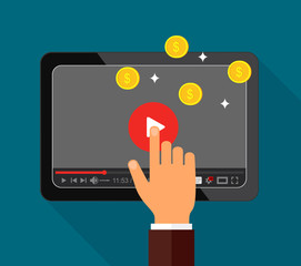 Video monetization concept. Making money from video content.