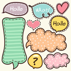 Cartoon words label cute doodle