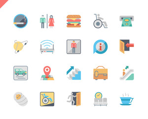 Simple Set Public Navigation Flat Icons for Website and Mobile Apps. Contains such Icons as Staircase, Cloakroom, Elevator, Exit, Taxi, Elevator. 48x48 Pixel Perfect. Vector illustration.