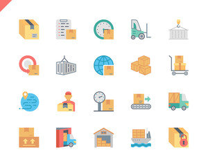 Simple Set Package Delivery Flat Icons for Website and Mobile Apps. Contains such Icons as Warehouse, Truck, Worldwide Shipping, Cargo. 48x48 Pixel Perfect. Vector illustration.