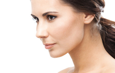 Fototapeta premium Portrait of beautiful woman, on white