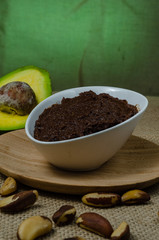 Healthy dessert made with avocado and chestnut