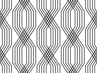 Modèle sans couture simple de style art déco géométrique de lignes noires et blanches, vecteur