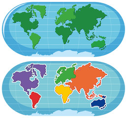 Set of world maps