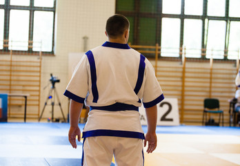 Athlete of the Asian wrestling Kuresh before the start of the tatami 