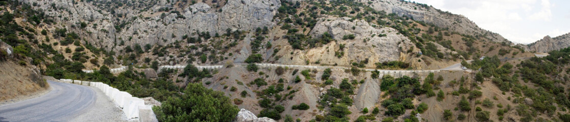 Mountain road in the Crimean mountains in the summer.