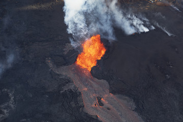 Aerial view of the eruption of the volcano Kilauea on Hawaii, in the picture Fissure 8, May 2018