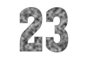 23 Number. Shiny silver textures for designers. White isolated. Percent and Discount Theme