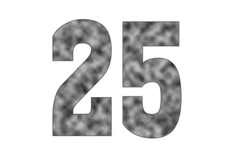 25 Number. Shiny silver textures for designers. White isolated. Percent and Discount Theme