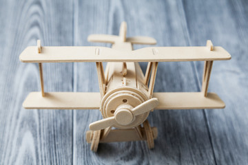 front view of wooden toy airplane © sigma1850