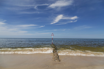 Blue Sky on Kampen Beach where the spur dyke protects the Beach at Sylt / Germany
