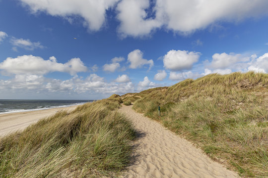 View to Beach from Hiking Path on Sylt Dunes / Germany