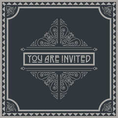 Vintage and retro vector  invitation .