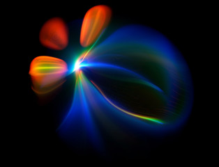 Unusual life form. Fluorescent deep-sea creature. Nature of deep ocean. .Underwater lighting. Abstract dynamic shape on black background. .Gentle distortions. Stylish fluids.