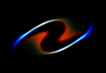 Unusual life form. Fluorescent deep-sea creature. Nature of deep ocean. .Underwater lighting. Abstract dynamic shape on black background. .Gentle distortions. Stylish fluids.