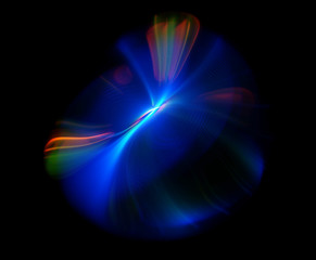 Unusual life form. Fluorescent deep-sea creature. Nature of deep ocean. .Underwater lighting. Abstract dynamic shape on black background. .Gentle distortions. Stylish fluids.