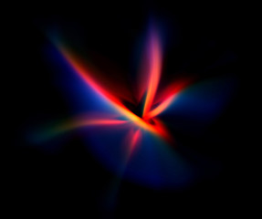 Unusual life form. Fluorescent deep-sea creature. Nature of deep ocean. .Underwater lighting. Abstract dynamic shape on black background. .Gentle distortions. Stylish fluids.