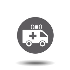 Ambulance truck icon vector, filled flat sign, solid pictogram isolated on white. Symbol, logo illustration. Pixel perfect