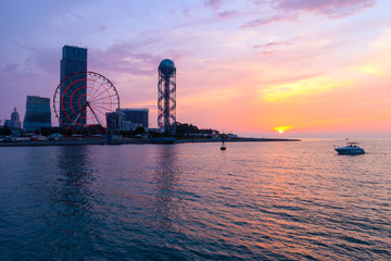 Obraz premium Batumi, Adjara, Georgia. View on the resort city at sunset